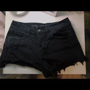 vanilla star black denim high waisted shorts